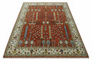 Tree Rug Hand Knotted Rust and Ivory 9x12 Traditional Turkish Design Wool Area Rug by The Rug Decor