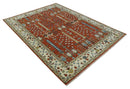 Tree Rug Hand Knotted Rust and Ivory 9x12 Traditional Turkish Design Wool Area Rug