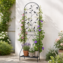 71in H Black Metal Garden Trellis Plant Stand for Climbing Plants