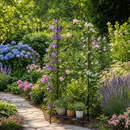 71in H Black Metal Garden Trellis Plant Stand for Climbing Plants