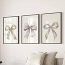 Aesthetic Bow Wall Art Set of 3. Neutral Gallery Set by Wall Art Set