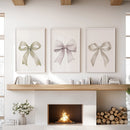 Aesthetic Bow Wall Art Set of 3. Neutral Gallery Set by Wall Art Set