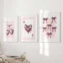Coquette Cherry Wall Art Set of 3. Pink Romantic Decor by Wall Art Set