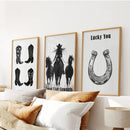 Western Cowgirl Wall Art Set of 3. Rustic Ranch Decor by Wall Art Set