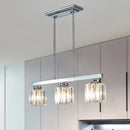 GobekUsa Tri-Sided Crystal Rod Silver Pendant Light for Dining Room and Kitchen Island