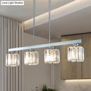 GobekUsa Tri-Sided Crystal Rod Silver Pendant Light for Dining Room and Kitchen Island