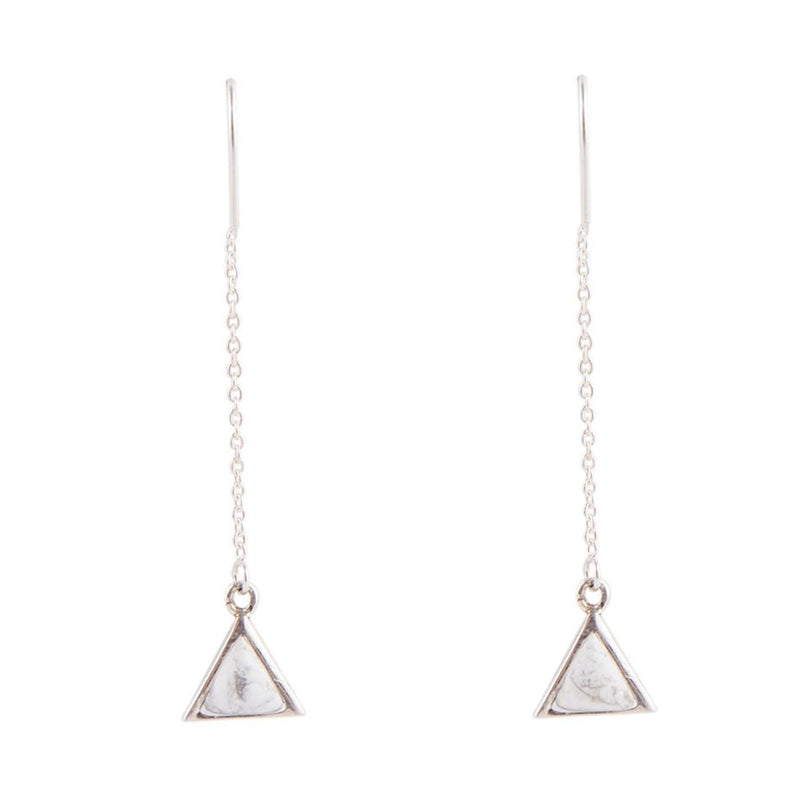Triangle Threader White Howlite and Sterling Silver Earrings