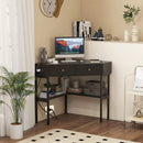 Triangle Corner Desk with Charging Station with 2 Drawers and Storage Shelf by LJGDeals