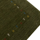 Hand Loomed Wool Area Rug with Tribal Border Design Green Yellow Red Gabbeh Inspired by The Rug Decor
