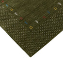 Hand Loomed Wool Area Rug with Tribal Border Design Green Yellow Red Gabbeh Inspired by The Rug Decor