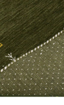 Hand Loomed Wool Area Rug with Tribal Border Design Green Yellow Red Gabbeh Inspired by The Rug Decor