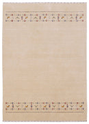 Tribal Border Ivory Design Hand Loomed Wool Area Rug
