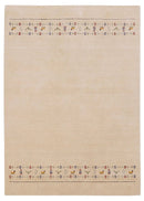 Wool Area Rug Hand Loomed Ivory Tribal Border Red Yellow Blue by The Rug Decor