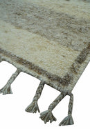 Beige Brown Hand Knotted Wool Area Rug - Tribal Contemporary by The Rug Decor