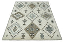Tribal Design 8x10 Ivory and Brown Traditional Geometrical Pattern Hand Knotted Wool Area Rug by The Rug Decor