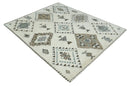 Tribal Design 8x10 Ivory and Brown Traditional Geometrical Pattern Hand Knotted Wool Area Rug by The Rug Decor