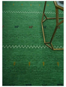 Tribal Design Green Traditional Hand loom 4.6x7 Wool Area Rug by The Rug Decor