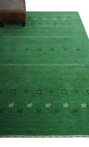 Tribal Design Green Traditional Hand loom 4.6x7 Wool Area Rug by The Rug Decor