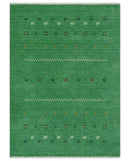 Tribal Design Green Traditional Hand loom 4.6x7 Wool Area Rug by The Rug Decor