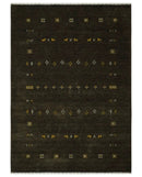 Tribal Design Greenish-Brown Traditional Hand loom 4.6x7 Wool Area Rug by The Rug Decor