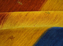 Tribal Gabbeh Blue, Brown, Gold and Rust 4.6x6.6 Stripes Design Wool area Rug by The Rug Decor