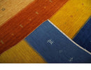 Tribal Gabbeh Blue, Brown, Gold and Rust 4.6x6.6 Stripes Design Wool area Rug by The Rug Decor