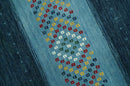 Tribal Gabbeh Blue, Gold, Maroon and Ivory Stripes design Traditional Hand loom 4.6x7 Wool Area Rug by The Rug Decor