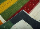 Tribal Gabbeh Green, Gold, Ivory, Maroon and Black Stripes design Traditional Hand loom 4.6x7 Wool Area Rug by The Rug Decor