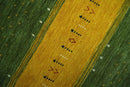 Tribal Gabbeh Green, Gold, Ivory, Maroon and Black Stripes design Traditional Hand loom 4.6x7 Wool Area Rug by The Rug Decor