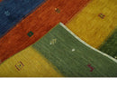 Tribal Gabbeh Green, Gold, Rust and Blue Stripes Design 4.6x7 Wool area Rug by The Rug Decor