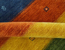 Tribal Gabbeh Green, Gold, Rust and Blue Stripes Design 4.6x7 Wool area Rug by The Rug Decor