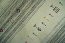 Tribal Gabbeh Ivory, Black, Gold and Maroon Stripes design Traditional Hand loom 4.6x7 Wool Area Rug by The Rug Decor