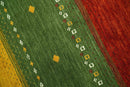 Tribal Gabbeh Ivory, Gold, Green and Maroon Geometrical Stripes Design 4.6x6.6 Hand loom wool area Rug by The Rug Decor