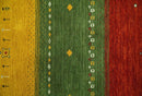 Tribal Gabbeh Ivory, Gold, Green and Maroon Geometrical Stripes Design 4.6x6.6 Hand loom wool area Rug by The Rug Decor