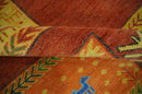 Tribal Gabbeh Rust, Green, Mustard and Aqua 8x10 Hand knotted Wool Area Rug