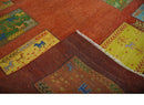 Tribal Gabbeh Rust, Green, Mustard and Aqua 8x10 Hand knotted Wool Area Rug by The Rug Decor