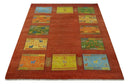 Tribal Gabbeh Rust, Green, Mustard and Aqua 8x10 Hand knotted Wool Area Rug