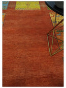 Tribal Gabbeh Rust, Green, Mustard and Aqua 8x10 Hand knotted Wool Area Rug by The Rug Decor