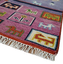 Tribal Gabbeh Rust, Ivory, Green and Pink Hand knotted 8x10 Antique Look Traditional Wool Area Rug by The Rug Decor