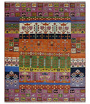Tribal Gabbeh Rust, Ivory, Green and Pink Hand knotted 8x10 Antique Look Traditional Wool Area Rug by The Rug Decor