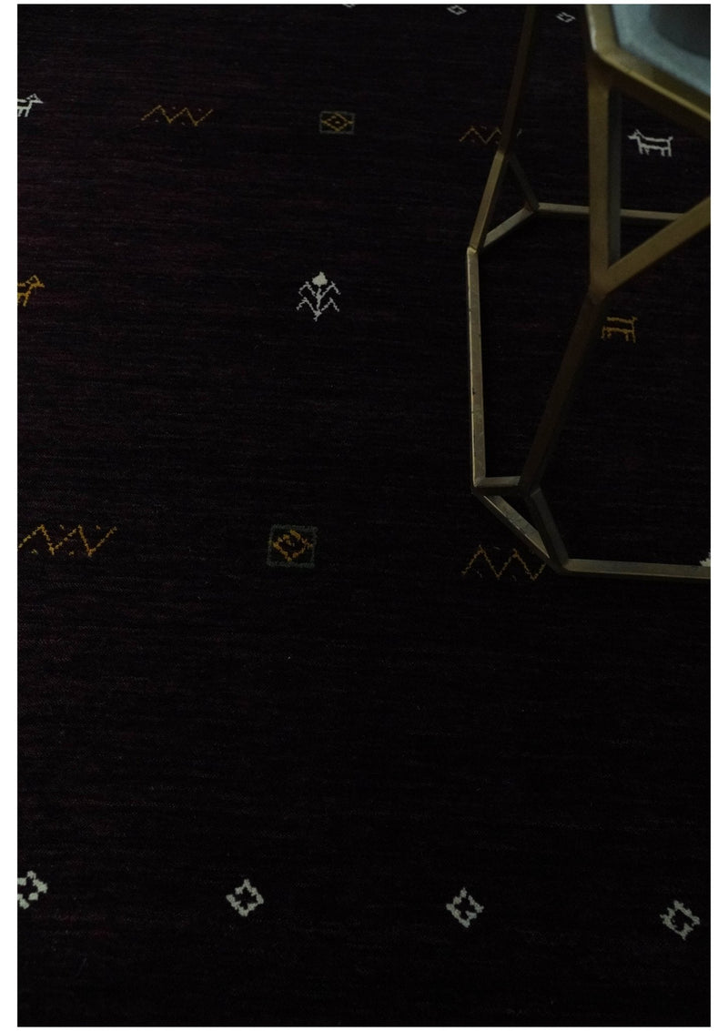 Tribal look Dark Purple Traditional Hand loom 4.6x7 Wool Area Rug