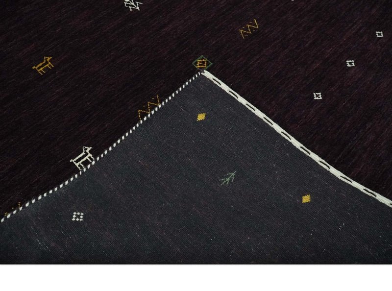 Tribal look Dark Purple Traditional Hand loom 4.6x7 Wool Area Rug