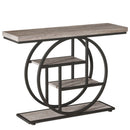 41.3" Console Table, Industrial 4-Tier Sofa Entryway Table with Circle Base