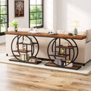 41.3" Console Table, Industrial 4-Tier Sofa Entryway Table with Circle Base