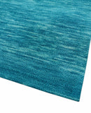 Trident Custom Made Solid Modern Blue Hand Tufted Wool Area Rug
