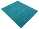 Trident Custom Made Solid Modern Blue Hand Tufted Wool Area Rug