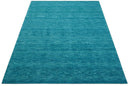Trident Custom Made Solid Modern Blue Hand Tufted Wool Area Rug