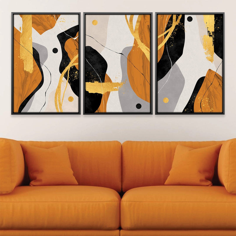 Triple Orange Abstract Canvas