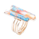 Triple Threat Blue Turquoise Orange Spiny Oyster Matrix Golden Ring Set