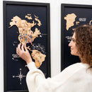 3D Wooden Triptych World Map Gold